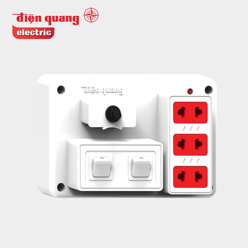 Bảng điện nổi V2 Điện Quang ĐQ FEP 32W 02S ( màu trắng, 3 lỗ 2 chấu, 2 công tắc )