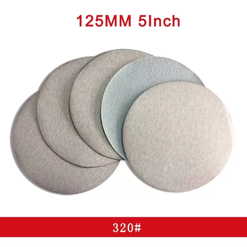 Giấy nhám tròn 125mm, lưng nỉ, bề mặt sản phẩm có lớp phủ stearate (màu trắng), lốc 100 tờ