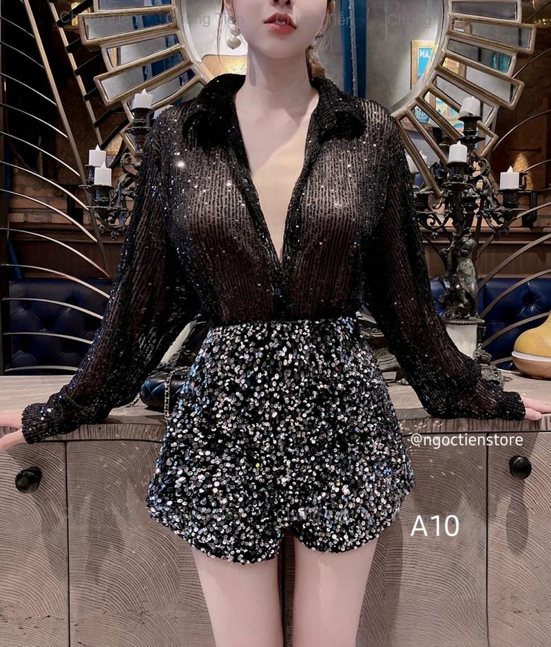 Product Introduction of Áo Kim Sa Nhũ BlingBling -> Sơ Mi Nữ Dáng Giấu Quần Form Rộng by @ngoctienstore2 Top Women Nhung Voi 11