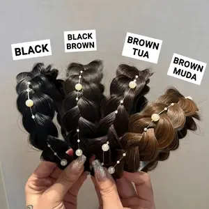 Bando kepang rambut alami tulang ikan akses mutiara - BISA COD (BAND1019)