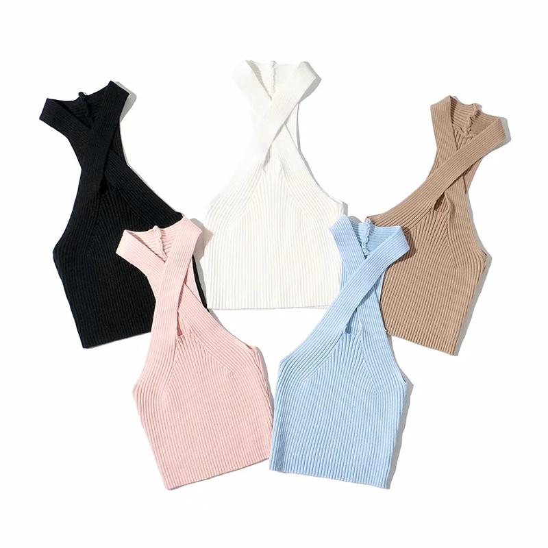 Product Introduction of Women Close-fitting Simple Style Vest, Solid Color Halter Neck Sleeveless Crop Tops ,Summer,Fashion,Attractive,Soft,Comfortable,Breathable,Simple Style,High-quality,Seductive 31