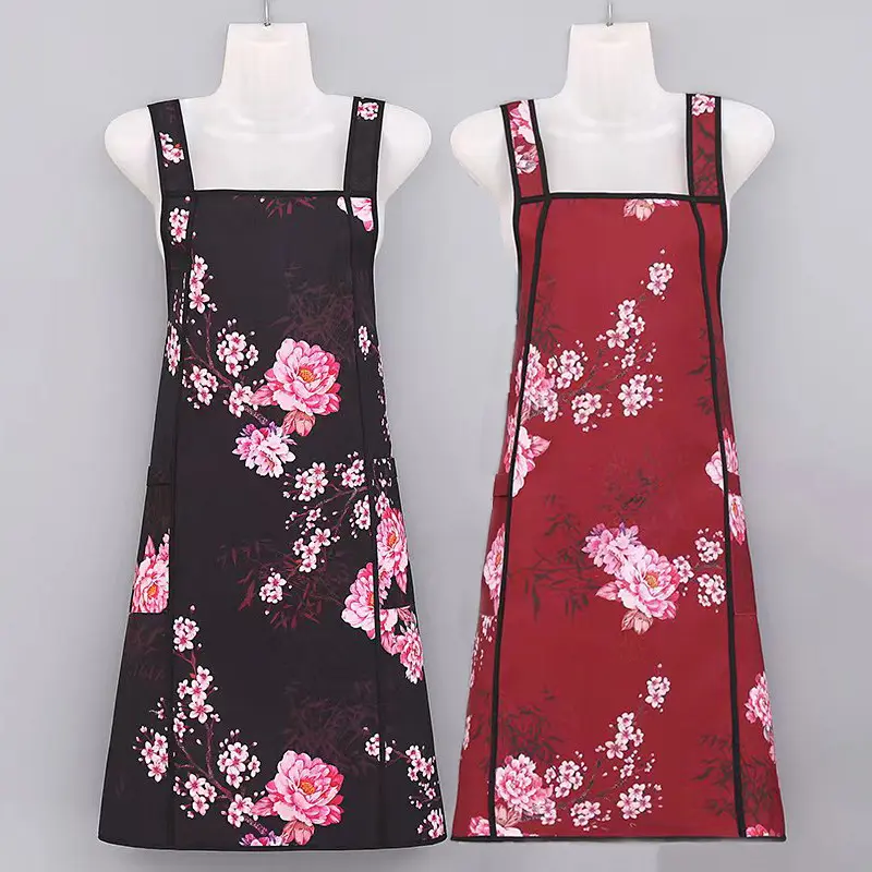 Chinese Style horse face halter apron, National Style fashion oil-proof kitchen work clothes, slim home waterproof, large and thin fashion apron