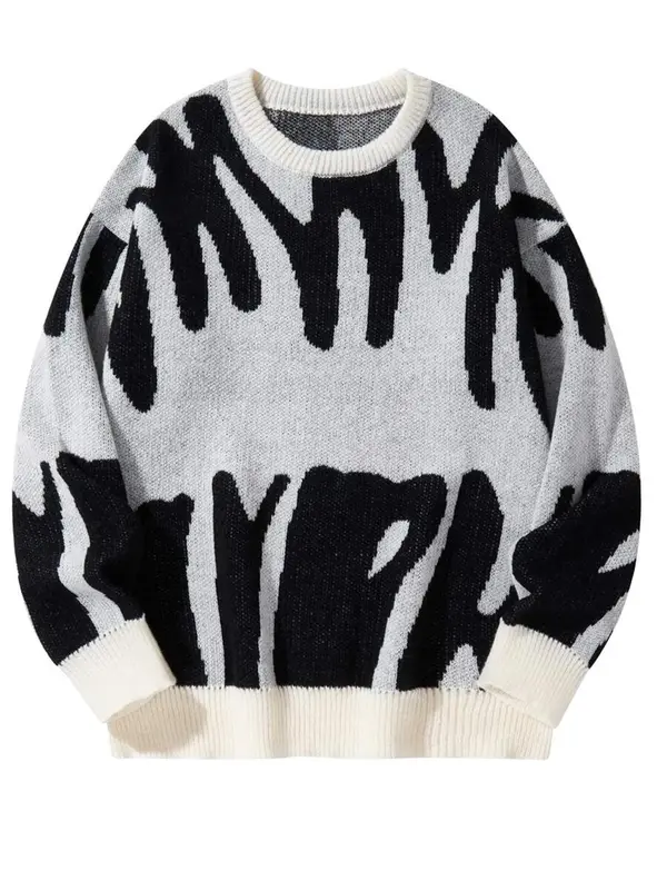 Men's Skeleton Print Round Neck Sweater, Loose Casual Long Sleeve Crew Neck Jumper for Fall & Winter, Fashion Men's Knitwear for Daily Wear 6