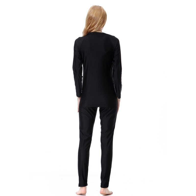 Product Introduction of Long Sleeve Full Body Swim Suits For Women Muslim 2024 Burkini Swimwear Front Zipper Shirt Pants Caps Swimsuit H1001 3