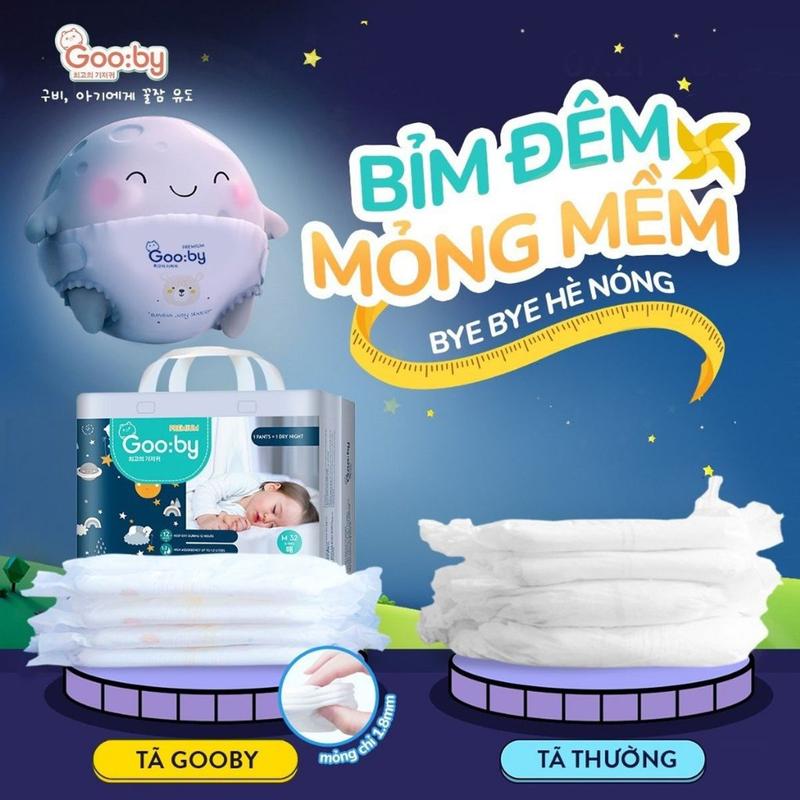 Tã/bỉm quần, dán Gooby Premium - Chuyên gia bỉm đêm, chống trào đến 12h size NB đến 3XL cho bé từ 6kg - 24kg 8