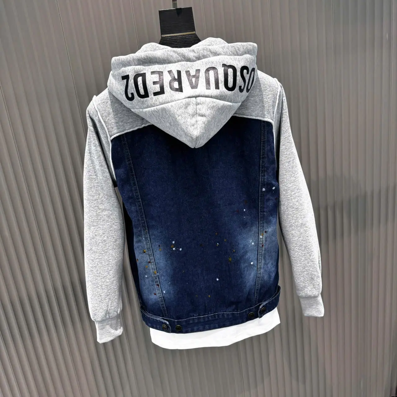 Áo Khoác Bò DSQ Phối Họa Tiết Vẩy Sơn Phối Nỉ Dày Dặn Menswear Jacket Hottrend 2024