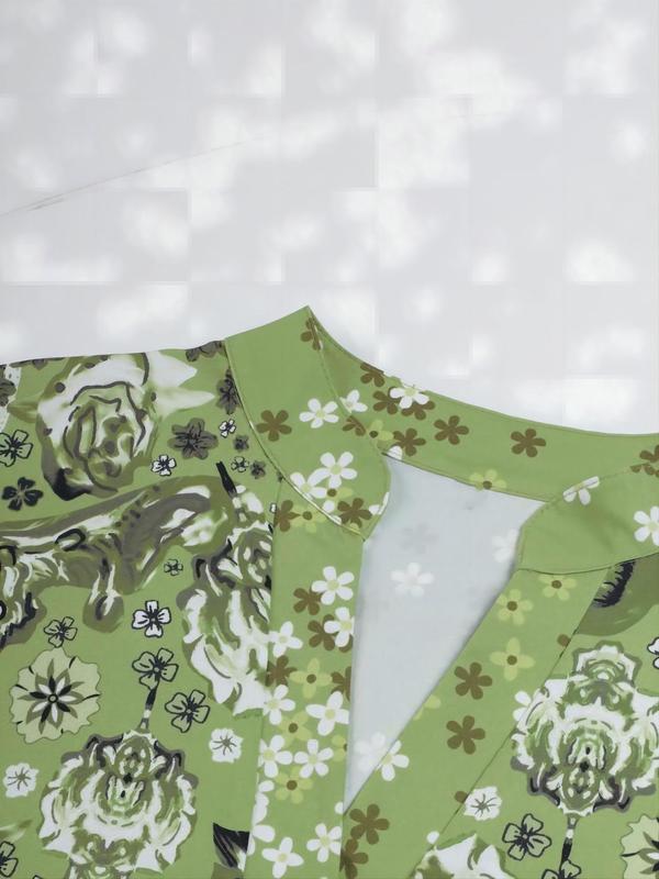 Women's Ditsy Floral Print Patchwork Tiered Layer Smock Dress, Boho Flounce Sleeve   Short Dress for Daily Wear, Ladies Dress for Spring & Fall 8