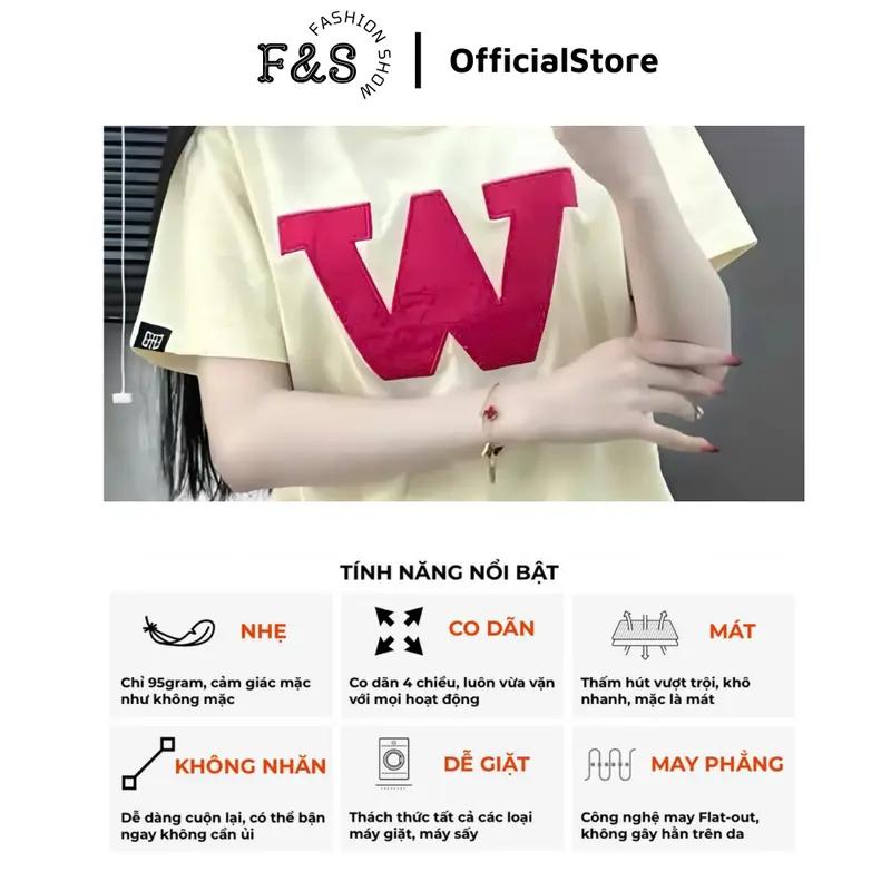Áo thun unisex from rộng CHỮ W - Áo phông F&S nam nữ tay lỡ dành cho các cặp đôi Top Cotton Women Top Cotton Cổ Tròn 1