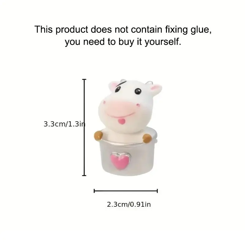 Cute Cow Design Car Ornament, 8 Counts Car Interior Decoration, Sweet Furniture Ornament, Center Console Screen Decoration 5