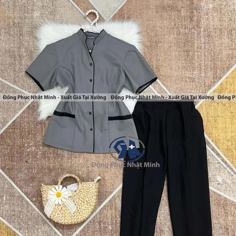 Đồng Phục Massage (Mát Xa), Đồng Phục Spa Vải Cotton Lạnh loại 1 . Hàng kỹ may chắc chắn cẩn thận Nữ Women Top ( Áo+ quân) dongphuc 4