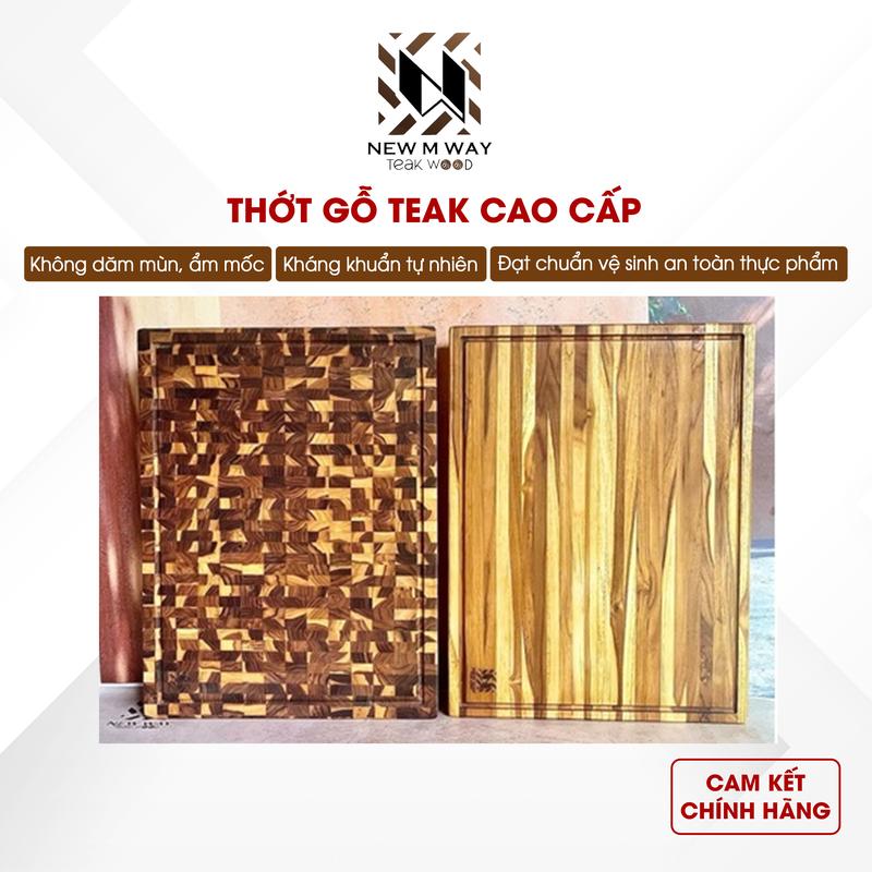   Size Đại XXL  Thớt gỗ teak NEW M WAY hình chữ nhật size lớn 46x61cm cao cấp đạt chuẩn VSATTP không ẩm siêu bền 