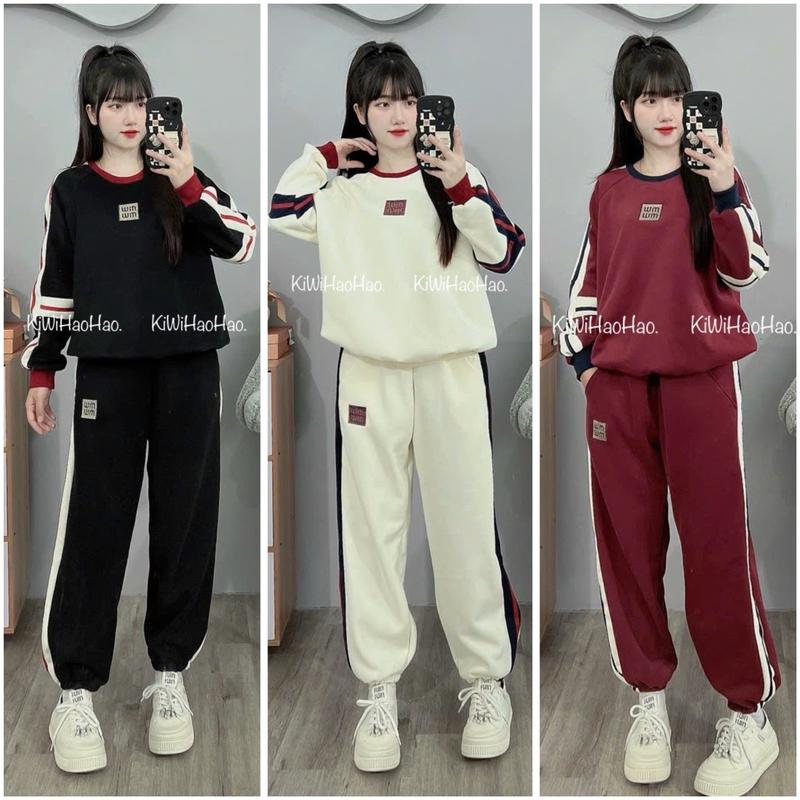 Bộ Nỉ Bầu Dáng thể thao Phối sọc quần áo & phụ kiện thai sản