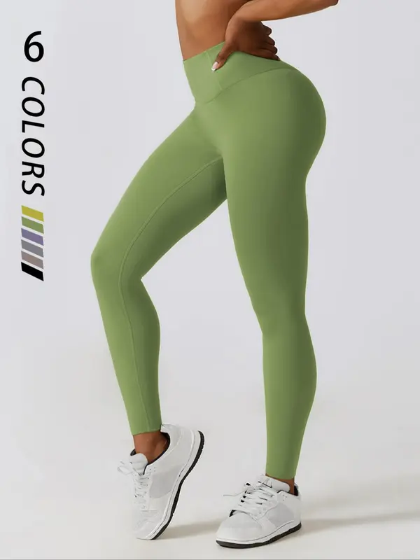 Women's Tummy Control Solid Color High Waist Sports Glam Leggings, Casual Curvy Comfy Breathable Skinny Pants for Yoga Gym Workout Running, Ladies Sportswear Fits for Fall & Winter, Yoga Pants Activewear, Workout Bottoms, Sporty Leggings 3