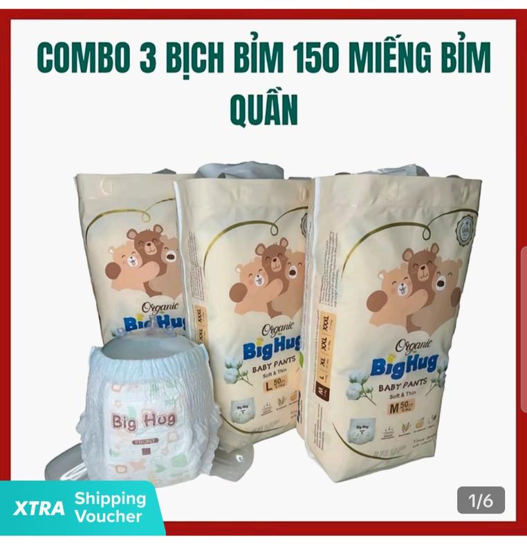 { Chọn Quà } Combo 3 Bịch Bỉm Quần Big Hug Phom Bo Chun Đệm Mây Cho Bé Women Nữ Voi bỉm big hug 150 miếng chính hãng