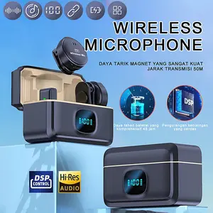Mic Wireless Q8 2.4G Clip On Magnetic, Microphone Lavalier Noise Reduction Untuk HP Pengurangan Kebisingan Audio Jernih