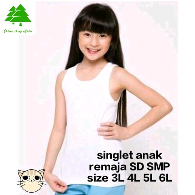 6 Pcs Kaos Dalam Singlet Anak unisex Putih Polos 8 -15 Tahun Fashion 0