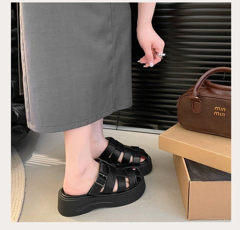 Product Introduction of Thick Sole Closed Toe Woven Half Slippers for Women 2025 Summer New Comfortable Lightweight Slip-On Casual One-Word Slippers 22