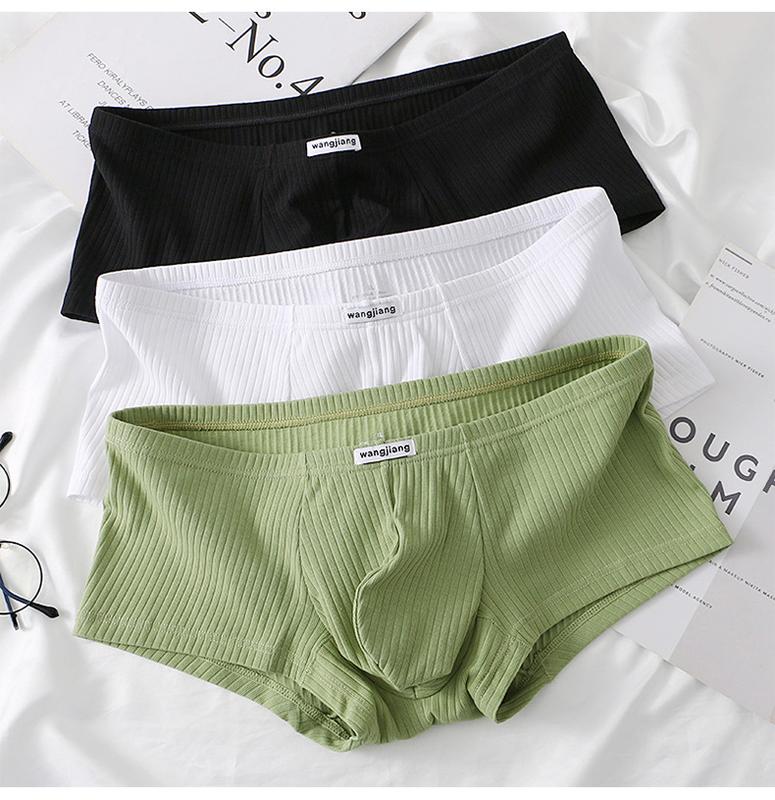 Đồ Lót Nam, Màu Trơn Thoải Mái, Xu Hướng Thời Trang, Cạp Thấp, Quần Góc Phẳng, Cotton Nguyên Chất, Thoáng Khí, Thích Hợp Cho Giới Trẻ, 1052-PJ