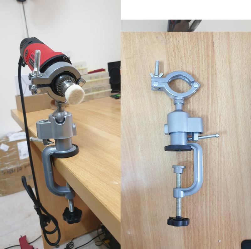 Giá kẹp máy mài khuôn mài khắc mini - eto kẹp máy giữ máy định vị máy E1 hay Giá đỡ máy khoan tay kẹp bàn xoay 360 độ