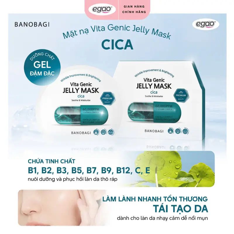 [Live] Combo 10 Miếng Mặt Nạ Banobagi Cấp Ẩm, Dưỡng Da, Vita Genic Jelly Mask 300g – Egao 6