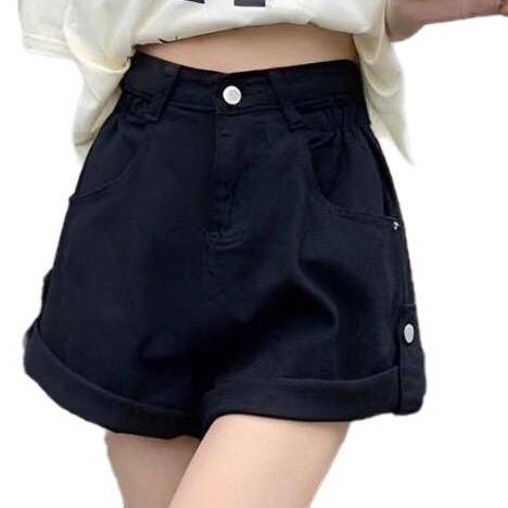   J06  Quần TẾT 2026 Quần Short Kaki Jean Lật Lai Có Nút  Quần Jeans Nữ Quần Bò Quần Đùi Nữ Lên Lai 2 Bên Nút Đẹp  Quần Sooc Đùi Ống Rộng Lưng Cao Women Khuy Pants Thông Thường Có Túi quần jean quần trắng quần jean ống suông quần đi học 