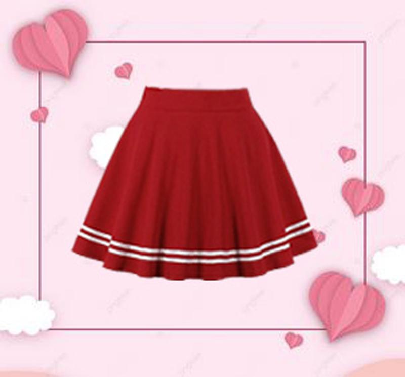 Rok anak perempuan kid skirt rok list putih hitam Fashion rok anak10–12 2