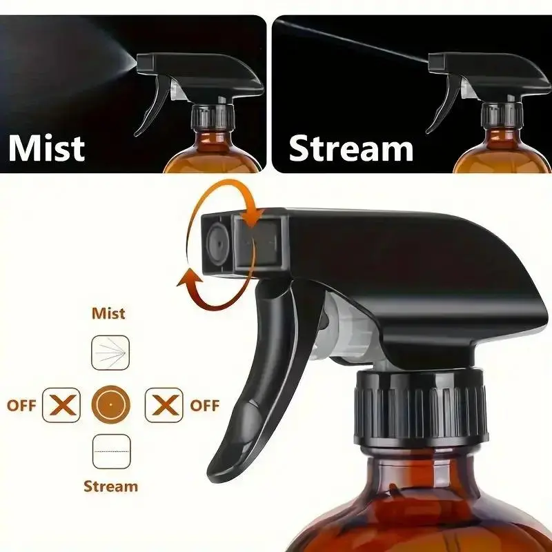 300ml/500ml Refillable Amber Spray Bottle, Perfect for Essential Oils, Cleaning Products and Aromatherapy, Empty Spray Bottle for Home 2