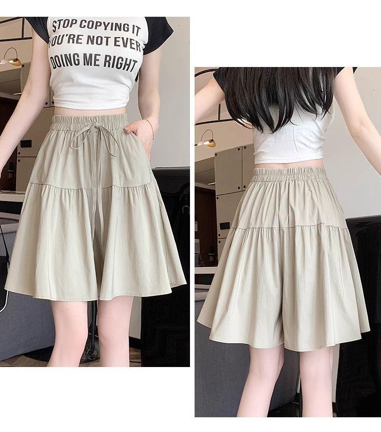 Product Introduction of [2380 People Collection] Idle Style Ice Silk Quick-Drying Wide Leg Culottes Shorts Women's Summer Thin plus Size Casual Shorts Pantskirt 13