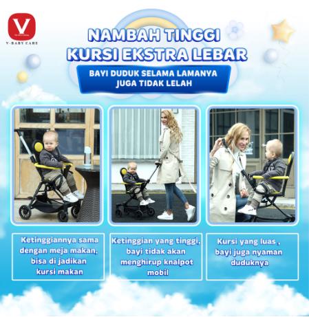 V-BABYCARE Stroller Baby Kereta Dorong Balita Lipat Magic Stroller Baby 2 Way Travel / VBABY-Q2 3