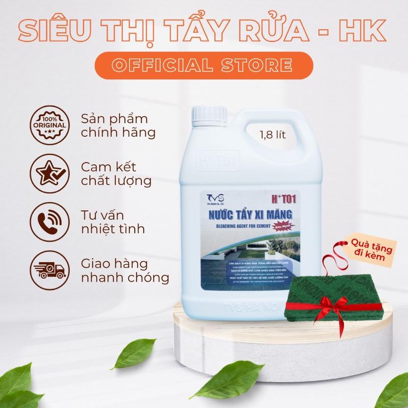 Chất tẩy xi măng Ht01 1,8 lít - Tẩy mạnh gạch đá cực mạnh - không gây hại - Tặng 1 pes trà Làm Sạch