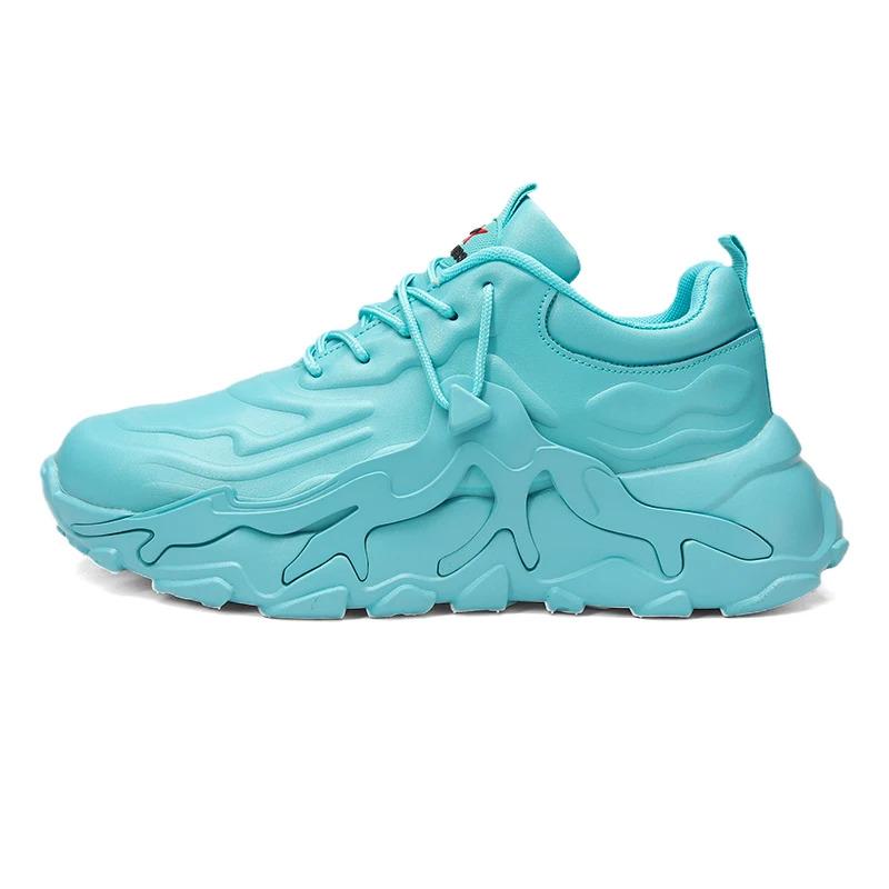 Customization Men Fashion Casual Sports Sneakers Lightweight Leather Thick Sole Blank Running Walking Shoes for Women Closed Trainers_voghion.com