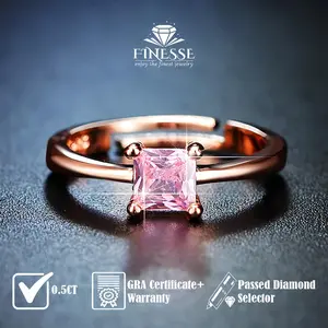 Finesse Jewelry - Cincin Silver 925 1.0CT - Rhea - Perhiasan Lapis Emas 18K -Certified Moissanite