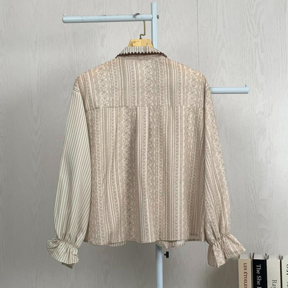 Asaya Atasan Kemeja Pakaian Wanita Motif Bergaris Mode Korea Terbaru