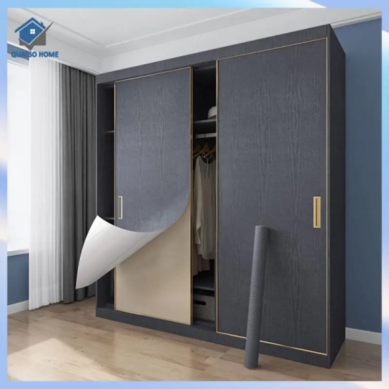Wardrobe Stickers Moisture-Proof Oil-Proof Kitchen Cabinet Door Desktop Furniture Renovation Waterproof Self-Adhesive Wallpaper