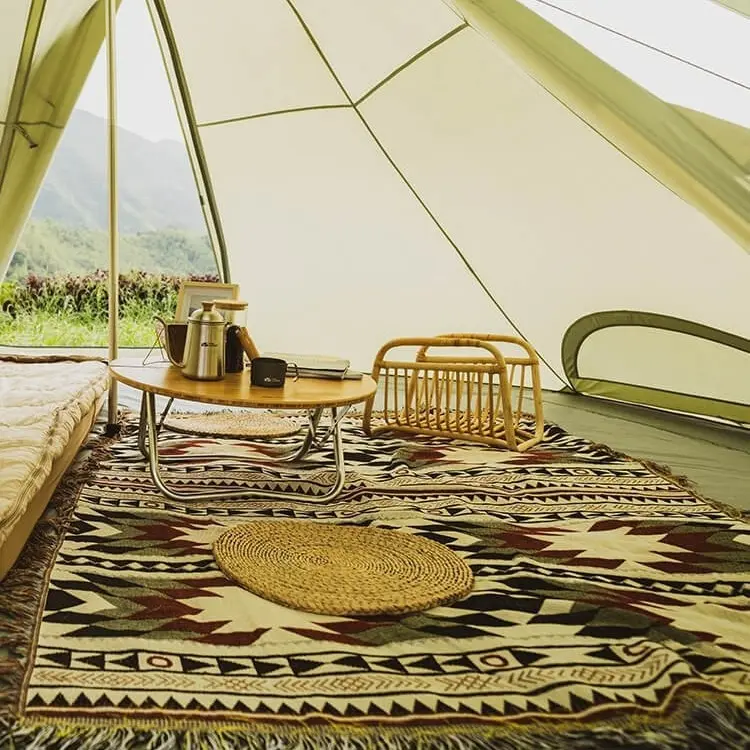New Diamond Pattern Picnic Blanket Retro Camping Rug Outdoor Leisure Picnic Mat Machine Washable Bohemian Blanket