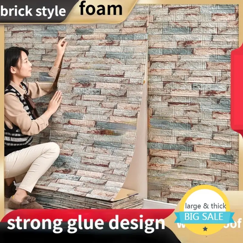 Giấy Dán Tường Dính Để Trang Trí Tường, Giấy Dán Tường 3D Chống Thấm Nước, Panner, Miếng Dán Tường Gạch, Giấy Dán Tường Xốp, Thiết Kế Giấy Dán Tường Phòng Ngủ 6