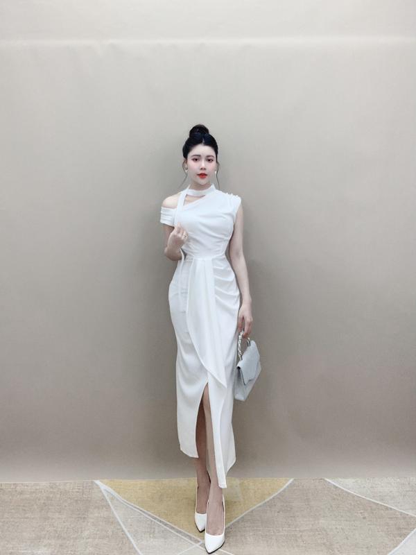 Váy Thiết Kế VQLADY D-A2 Nữ  Đầm thiết kế dáng ôm phối vạt lua phù hợp đi chơi và đi dự tiệc Dress Màu Trắng , Đen , Đỏ Voi Voi 8