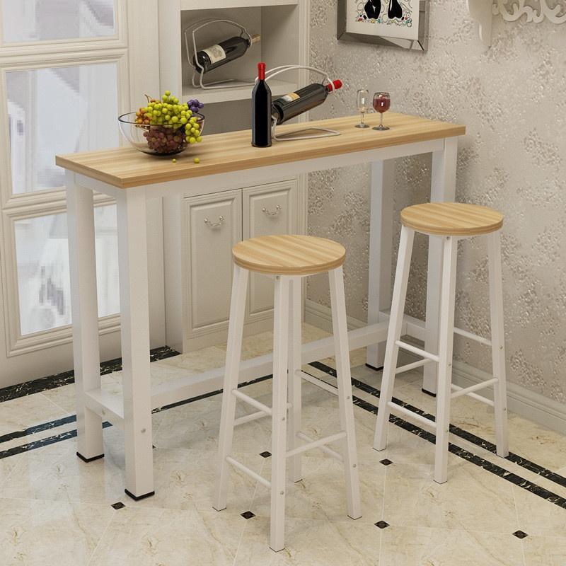 XiaoZhou-Simple Modern Small Wrought Iron Wooden Bar Table and Chairs 1
