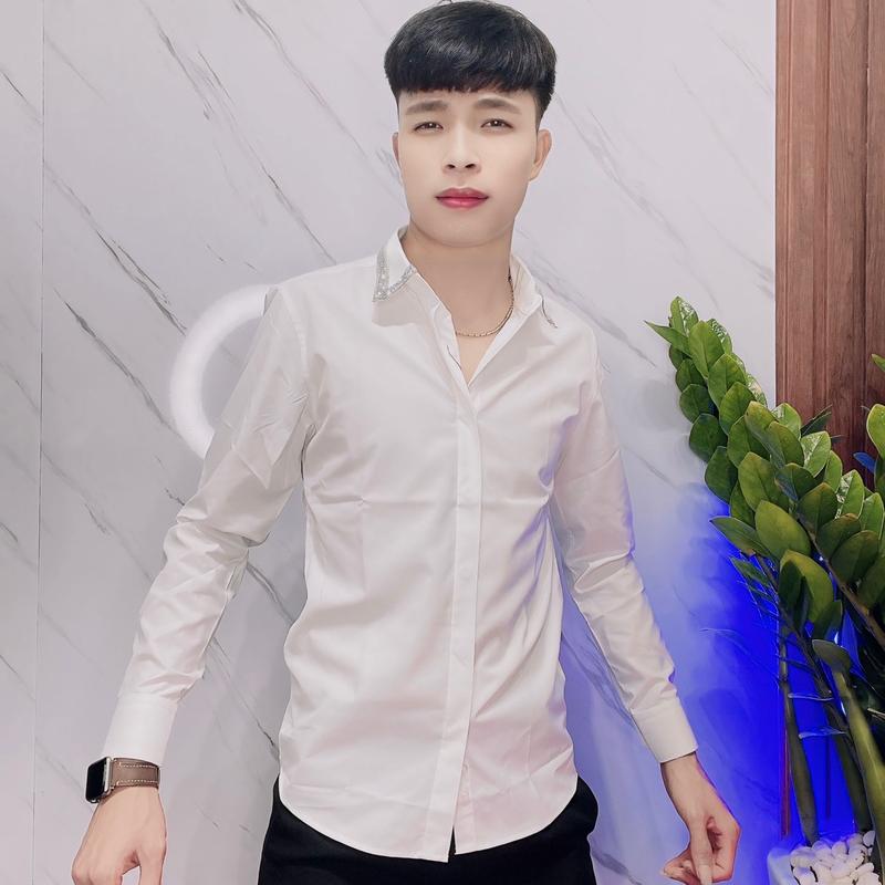 Sơ Mi thiết Kế Đính Đá Cổ Áo Menswear Nam Kem Shirt 2
