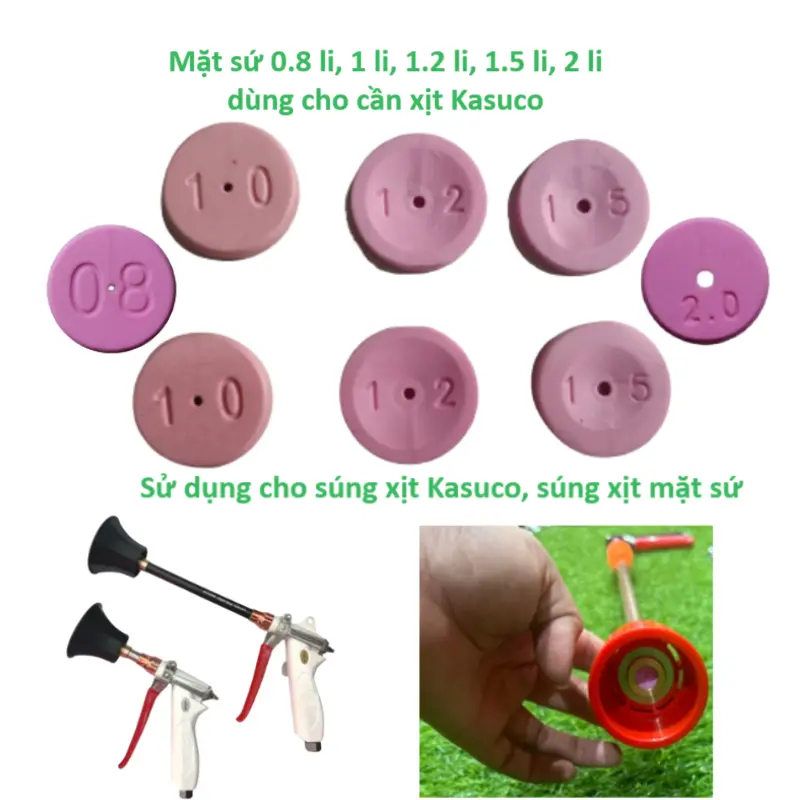 Đồng tiền sứ 0.8 li, 1 li, 1.2 li, 1.5 li, 2 li đường kính 15mm dùng cho cần xịt Kasuco 0