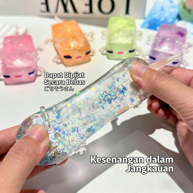 Mainan remas berbentuk salamander Amerika/mainan penghilang stres/hadiah mainan maltosa lembut dan kenyal