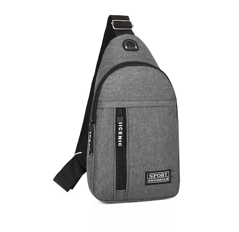Product Introduction of 2025 new solid color chest bag men's trendy brand men's shoulder bag shoulder bag Oxford cloth casual bag small backpack 7