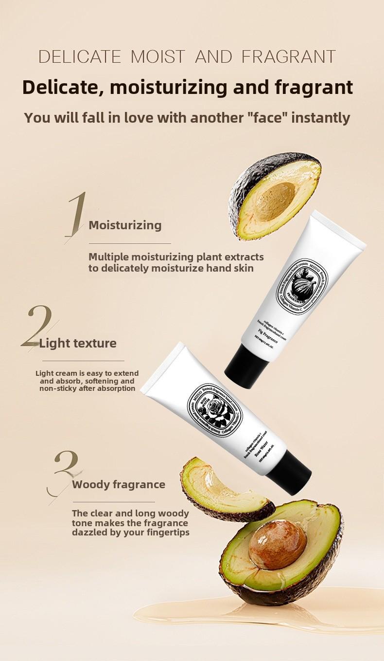 Product Introduction of MIZUO Collagen Hand Cream Rose Water Fig Moisturizing Gift for Women 3