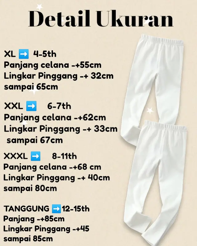 Legging putih anak perempuan 5 tahun sampai 15 tahun bahan tebal adem nyaman dipakai / Celana legging panjang putih anak cewek / Leging putih paskibra / Lejing putih tebal 7 tahun 6