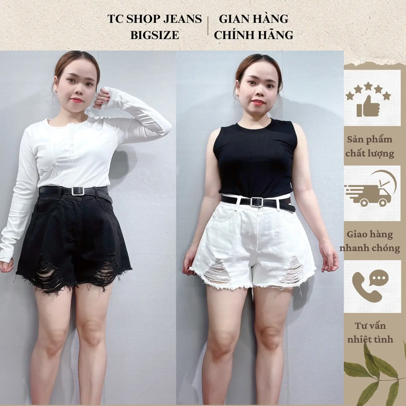 Quần Short Nữ  Jeans Bigsize Rách 2 Màu Đen Trắng Ms 1059 Pants Rách