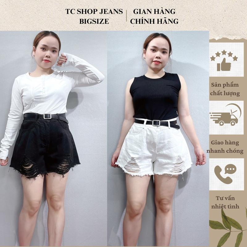 Quần Short Nữ  Jeans Bigsize Rách 2 Màu Đen Trắng Ms 1059 Pants Rách
