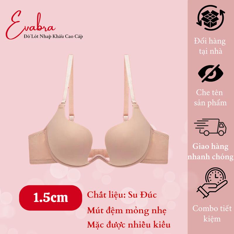 Áo lót mút vừa khoét ngực chữ U thun lạnh tạo khe chữ V tặng kèm dây vải EvaBra - 7K Kem Nữ Voi Voan