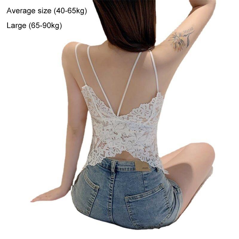 Product Introduction of Áo Vest Ren, Ngoại Cỡ, Gợi Cảm Và Hở Lưng, Có Đệm Ngực, Thoáng Khí, Thêu Hoa, Co Giãn Thoải Mái, Áo Ba Lỗ, Dây Đeo Spaghetti Màu Đen Đơn Giản, Dành Cho Nữ, Áo Nữ 0