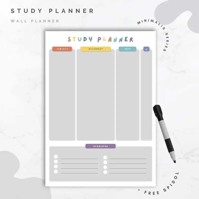 Wall Planner Solucine - Minimalis Series - Yearly Planner / Monthly Planner / Weekly Planner / Daily Planner / Meal Planner / Habit Tracker / Study Planner / To do List / Shopping List 7