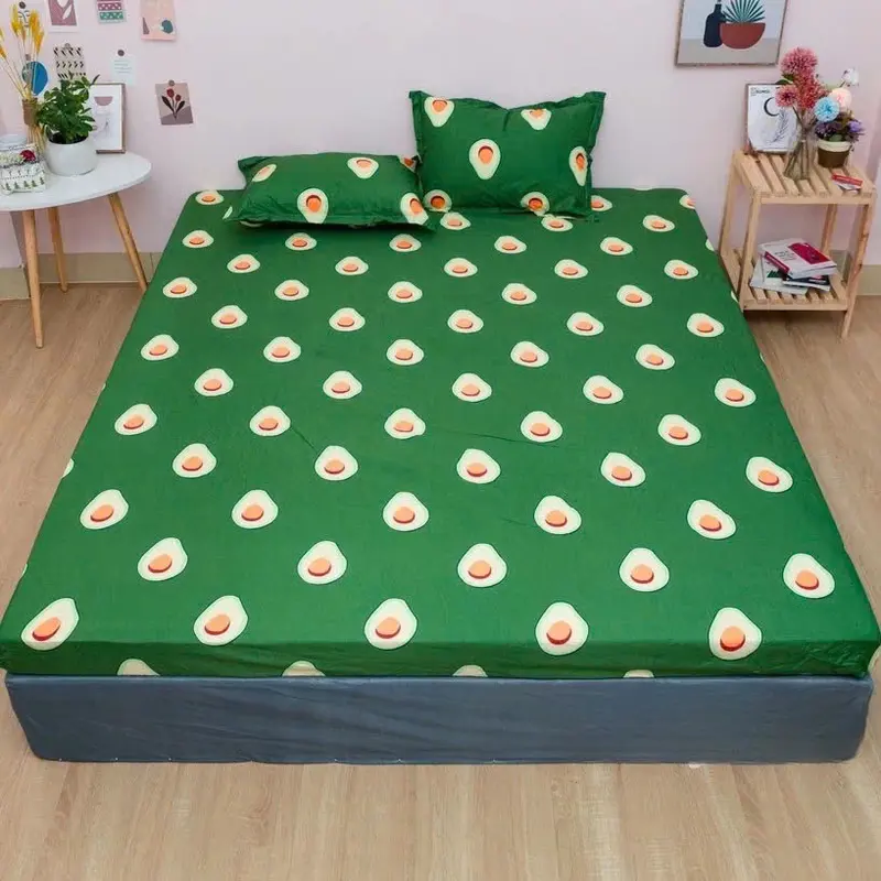 (Bộ Ga Bo Chun) Bộ Drap mẫu VỊt Hồng, Kích thước ga đệm m2, m6, m8, 2m2, Vải Poly Cotton cao cấp 4